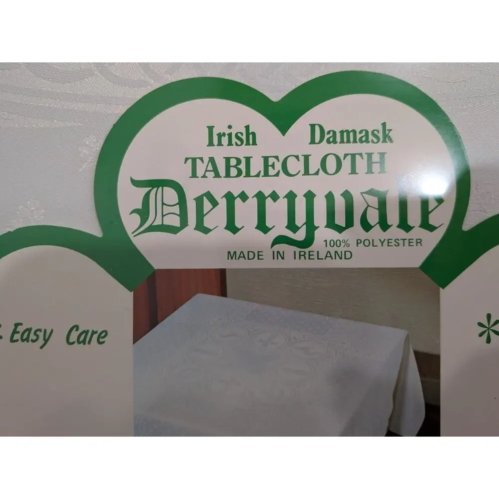 DERRYVALE Damask Tablecloth 54”x70” Polyester Designs Ireland NEW